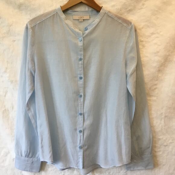 LOFT Light Blue Button Up Shirt - Picture 1 of 11